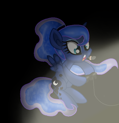 Size: 542x562 | Tagged: safe, artist:aonairfaol, princess luna, alicorn, pony, g4, base used, black background, controller, eyelashes, female, hoof hold, mare, simple background, solo