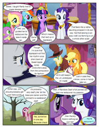 Size: 612x792 | Tagged: safe, artist:newbiespud, edit, edited screencap, screencap, applejack, fluttershy, pinkie pie, rainbow dash, rarity, spike, twilight sparkle, dragon, earth pony, pegasus, pony, unicorn, comic:friendship is dragons, g4, magical mystery cure, a true true friend, applejack's hat, comic, cowboy hat, dialogue, element of generosity, element of magic, eyelashes, female, hat, horn, i've got to find a way, male, mare, mirror, pinkamena diane pie, sad, smiling, swapped cutie marks, sweet apple acres, unicorn twilight