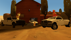 Size: 1920x1080 | Tagged: safe, artist:driftbeat, applejack, big macintosh, braeburn, g4, 3d, car, chevrolet, chevrolet chevelle, country, dodge (car), dodge ram, ford, pickup truck