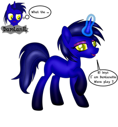 Size: 3840x4154 | Tagged: safe, artist:damlanil, oc, oc only, oc:damlanil, pony, unicorn, breaking the fourth wall, comic, cute, female, horn, looking at you, mare, rule 63, show accurate, simple background, solo, talking to viewer, text, transparent background, vector