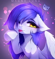 Size: 3492x3787 | Tagged: safe, artist:magnaluna, oc, oc only, oc:gabriel, cat, pegasus, pony, behaving like a cat, cute, female, filly, floating heart, heart, high res, licking, looking at you, one eye closed, pegasus oc, simple background, tongue out, wings