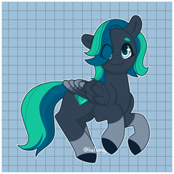 Size: 2000x2000 | Tagged: safe, artist:liefsong, oc, oc only, pegasus, pony, commission, hair over one eye, high res, wingding eyes, wings, your character here