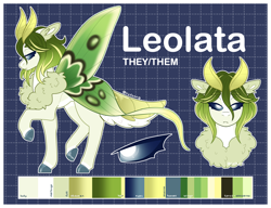 Size: 3000x2300 | Tagged: safe, artist:liefsong, oc, oc only, oc:leolata, insect, moth, mothpony, original species, antennae, chest fluff, high res, reference sheet, wings