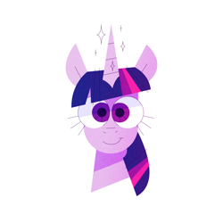 Size: 1440x1440 | Tagged: safe, artist:hazelnoods, twilight sparkle, pony, unicorn, g4, big eyes, bust, female, looking at you, mare, portrait, simple background, smiling, smiling at you, solo, sparkles, white background