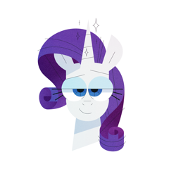 Size: 1440x1440 | Tagged: safe, artist:hazelnoods, rarity, pony, unicorn, g4, bedroom eyes, big eyes, bust, female, looking at you, mare, portrait, simple background, smiling, smiling at you, solo, sparkles, white background