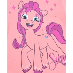 Size: 1500x1500 | Tagged: safe, sunny starscout, earth pony, pony, g5, official, 2d, clothes, dress, female, mare, merchandise, solo, text