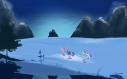 Size: 1920x1200 | Tagged: safe, artist:brella, idw, maud pie, pinkie pie, radiant hope, rainbow dash, rarity, twilight sparkle, earth pony, pegasus, pony, unicorn, comic:crystal war, g4, bipedal, canterlot castle, female, snow, snowball, snowball fight, unicorn twilight