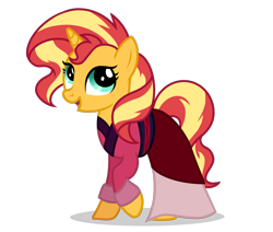 Size: 1927x1636 | Tagged: safe, artist:youraveragepony, sunset shimmer, pony, unicorn, g4, clothes, crossover, disney, fa mulan, female, hanfu, mare, mulan, robe, simple background, solo, transparent background