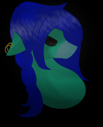 Size: 1270x1562 | Tagged: safe, artist:aonairfaol, oc, oc only, earth pony, pony, black background, black sclera, bust, ear piercing, earring, earth pony oc, jewelry, piercing, simple background, solo