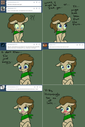 Size: 1302x1954 | Tagged: safe, artist:toadstool-prancer, doctor whooves, time turner, oc, oc:tantamount, changeling, earth pony, pony, tantamount time turner, g4, blue eyes, blushing, changeling oc, disguise, disguised changeling, earth pony oc, eyes open, green sclera, hungry, male, male oc, pony oc, solo, stallion, tongue out, vomit