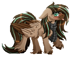 Size: 294x233 | Tagged: safe, artist:inspiredpixels, oc, oc only, pegasus, pony, :p, animated, blushing, clothes, female, floppy ears, freckles, gif, looking at you, mare, pixel art, scarf, simple background, solo, tongue out, transparent background, two toned wings, unshorn fetlocks, wings
