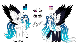 Size: 3162x1897 | Tagged: safe, artist:inspiredpixels, oc, oc only, oc:marie pixel, pegasus, pony, chest fluff, coat markings, colored hooves, female, heterochromia, mare, reference sheet, simple background, socks (coat markings), solo, spread wings, transparent background, two toned wings, wings