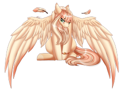 Size: 2841x2110 | Tagged: safe, artist:inspiredpixels, oc, oc only, pegasus, pony, feather, female, high res, mare, simple background, solo, spread wings, transparent background, wings