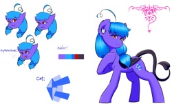Size: 1024x648 | Tagged: safe, artist:ninebuttom, oc, oc only, oc:frozen light, bat pony, pony, succubus, ahoge, bat wings, devil tail, reference sheet, solo, tail, wings