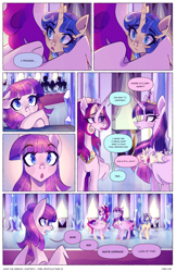 Size: 2301x3549 | Tagged: safe, artist:darlyjay, princess cadance, twilight sparkle, oc, oc:starfall sparkle, oc:sterling sentry, alicorn, pony, comic:save the harmony, g4, aunt, aunt and niece, aunt cadance, female, high res, mare, niece, offspring, parent:flash sentry, parent:twilight sparkle, parents:flashlight, twilight sparkle (alicorn)