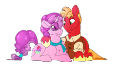 Size: 3000x1688 | Tagged: safe, artist:aaftergloweeye, big macintosh, sugar belle, earth pony, pony, unicorn, g4, art, digital art, female, husband and wife, male, ship:sugarmac, shipping, simple background, straight, transparent background