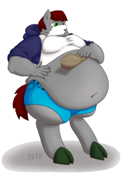 Size: 4961x7016 | Tagged: safe, artist:khaki-cap, oc, oc only, oc:khaki-cap, earth pony, anthro, unguligrade anthro, anthro oc, belly, belly button, big belly, cap, clip studio paint, clothes, cloven hooves, detailed, earth pony oc, fat, hand, hat, hoodie, jeans, male, moobs, morbidly obese, obese, pants, shirt, signature, simple background, solo, t-shirt, tight clothing, transparent background