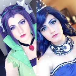 Size: 960x960 | Tagged: safe, artist:sarahndipity cosplay, aria blaze, princess luna, human, equestria girls, g4, my little pony equestria girls: rainbow rocks, bare shoulders, clothes, cosplay, costume, facebook, irl, irl human, jewelry, necklace, photo, sleeveless