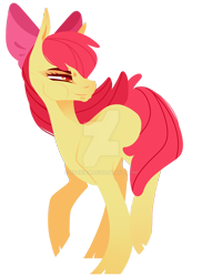 Size: 1280x1761 | Tagged: safe, artist:ryrxian, apple bloom, earth pony, pony, cloven hooves, deviantart watermark, female, filly, obtrusive watermark, simple background, solo, transparent background, watermark