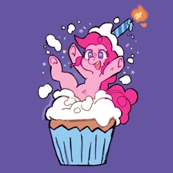 Size: 1498x1498 | Tagged: safe, artist:beginningofrain, pinkie pie, earth pony, pony, g4, candle, cupcake, cute, food