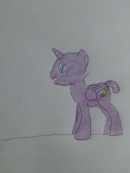 Size: 2448x3264 | Tagged: safe, artist:iloveponies, oc, oc only, oc:purple artist, alicorn, pony, alicorn oc, high res, horn, photo, simple background, solo, traditional art, white background, wings