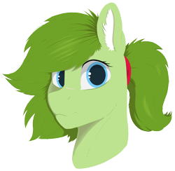 Size: 3090x3016 | Tagged: safe, artist:cold blight, oc, oc only, oc:lief, pony, cute, ear fluff, female, floppy ears, high res, lineless, ponytail, simple background, smiling, solo, transparent background