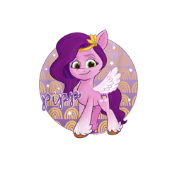 Size: 1200x1200 | Tagged: safe, pipp petals, pegasus, pony, g5, my little pony: a new generation, official, 2d, circle, cropped, design, female, mare, merchandise, shirt design, simple background, solo, text, transparent background