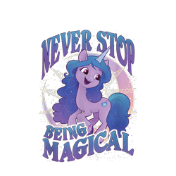 Size: 1200x1200 | Tagged: safe, izzy moonbow, pony, unicorn, g5, my little pony: a new generation, official, 2d, crescent moon, cropped, design, female, mare, merchandise, moon, shirt design, simple background, solo, text, transparent background