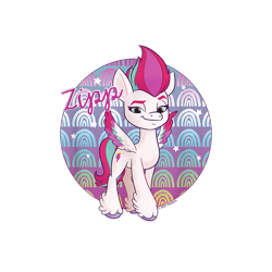 Size: 1200x1200 | Tagged: safe, zipp storm, pegasus, pony, g5, my little pony: a new generation, official, 2d, circle, cropped, design, female, mare, merchandise, shirt design, simple background, solo, text, transparent background
