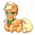 Size: 4070x4096 | Tagged: safe, artist:confetticakez, applejack, earth pony, pony, g4, absurd resolution, apple, applejack's hat, bandana, colored pupils, cowboy hat, cute, ear fluff, female, food, freckles, hat, heart, jackabetes, leg fluff, lying down, mare, prone, simple background, solo, that pony sure does love apples, white background