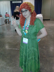 Size: 1920x2560 | Tagged: safe, artist:brinycosplay, tree hugger, human, bronycon, bronycon 2015, g4, clothes, cosplay, costume, glasses, irl, irl human, peace sign, photo