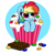 Size: 4600x4376 | Tagged: safe, artist:kittyrosie, rainbow dash, pegasus, pony, g4, abstract background, chocolate, cupcake, cute, dashabetes, female, food, heart eyes, hnnng, kittyrosie is trying to murder us, m&m's, mare, micro, simple background, smiling, solo, sprinkles, weapons-grade cute, whipped cream, wingding eyes