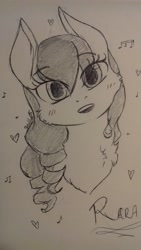 Size: 1024x1820 | Tagged: safe, artist:artfestation, coloratura, oc, oc only, pony, unicorn, g4, :d, braid, bust, heart, horn, smiling, solo, traditional art, unicorn oc