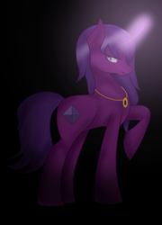 Size: 1238x1716 | Tagged: safe, artist:aonairfaol, oc, oc only, pony, unicorn, black background, female, glowing horn, horn, jewelry, mare, necklace, simple background, solo, unicorn oc