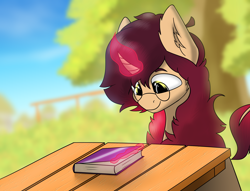 Size: 2700x2064 | Tagged: safe, artist:valthonis, oc, oc only, pony, unicorn, blurry background, book, glasses, high res, table