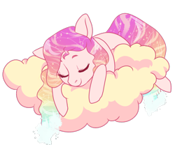 Size: 1200x1000 | Tagged: safe, artist:lavvythejackalope, oc, oc only, earth pony, pony, cloud, colored hooves, commission, earth pony oc, ethereal mane, eyes closed, on a cloud, simple background, sleeping, solo, starry mane, transparent background, ych result