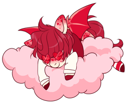 Size: 1200x1000 | Tagged: safe, artist:lavvythejackalope, oc, oc only, bat pony, pony, bat pony oc, bat wings, clothes, cloud, colored hooves, commission, eyes closed, on a cloud, simple background, sleeping, solo, sunglasses, transparent background, wings, ych result