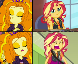 Size: 868x716 | Tagged: safe, edit, screencap, adagio dazzle, sunset shimmer, equestria girls, equestria girls specials, g4, my little pony equestria girls: better together, my little pony equestria girls: forgotten friendship, my little pony equestria girls: sunset's backstage pass, super squad goals, angry, hotline bling, meme, music festival outfit, rage, rageset shimmer, smug, smugset shimmer, that pony sure have anger issues