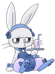 Size: 723x981 | Tagged: safe, alternate version, artist:batipin, angel bunny, rabbit, g4, animal, bunny ears, bunny suit, clothes, crossdressing, simple background, solo, transparent background