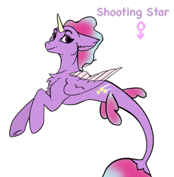 Size: 1091x1109 | Tagged: safe, artist:auroraeclipse202, oc, oc only, alicorn, pony, seapony (g4), chest fluff, dorsal fin, fish tail, horn, purple eyes, seaponified, simple background, smiling, solo, species swap, tail, transparent background, wings