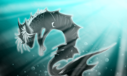 Size: 854x512 | Tagged: safe, artist:creepingdfromcolors, oc, oc only, merpony, blue eyes, bubble, crepuscular rays, dorsal fin, fish tail, flowing tail, looking at you, male, ocean, solo, sunlight, swimming, tail, underwater, water, white mane