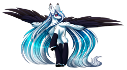 Size: 3298x1818 | Tagged: safe, artist:inspiredpixels, oc, oc only, oc:marie pixel, pegasus, pony, chest fluff, female, mare, raised hoof, solo, spread wings, two toned wings, wings