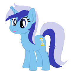 Size: 2400x2400 | Tagged: safe, artist:djdavid98, minuette, pony, unicorn, g4 mega collab, g4, :p, blue body, blue eyes, blue hair, butt fluff, cheek fluff, chest fluff, ear fluff, female, fluffy, fur, hair, high res, hooves, horn, mane, multicolored hair, simple background, solo, tail, tail fluff, tongue out, transparent background