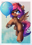 Size: 3584x4961 | Tagged: safe, artist:chaosangeldesu, oc, oc only, oc:shaded star, pegasus, pony, absurd resolution, balloon, cute, female, flying, happy, heart, looking at you, mare, ocbetes, party balloon, solo, unshorn fetlocks