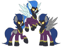Size: 4045x3000 | Tagged: safe, artist:moonatik, descent, nightshade, pegasus, pony, g4 mega collab, g4, female, flying, grin, male, mare, raised hoof, shadowbolts, shadowbolts (nightmare moon's minions), simple background, smiling, spread wings, stallion, transparent background, wings