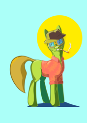 Size: 2480x3508 | Tagged: safe, artist:i love hurt, oc, oc only, earth pony, pony, fear and loathing in las vegas, full body, high res, smoking, solo