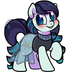 Size: 1500x1500 | Tagged: safe, artist:paperbagpony, coloratura, earth pony, pony, g4 mega collab, g4, blushing, clothes, cute, dress, female, mare, rara, rarabetes, simple background, transparent background