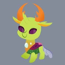 Size: 2048x2048 | Tagged: safe, artist:ethereanunicorn, thorax, changedling, changeling, g4, chibi, gray background, high res, king thorax, simple background, solo