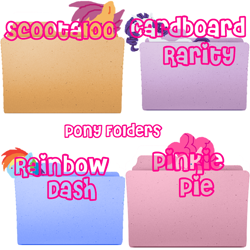 Size: 600x600 | Tagged: safe, artist:askpinkiepieandfriends, pinkie pie, rainbow dash, rarity, scootaloo, earth pony, pegasus, pony, unicorn, g4, female, folder, mare, simple background, white background