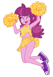 Size: 1412x2064 | Tagged: safe, artist:charliexe, artist:gmaplay, cheerilee, equestria girls, g4, belly button, cheerileeder, cheerleader, cheerleader outfit, clothes, midriff, pleated skirt, shoes, simple background, skirt, sneakers, solo, transparent background